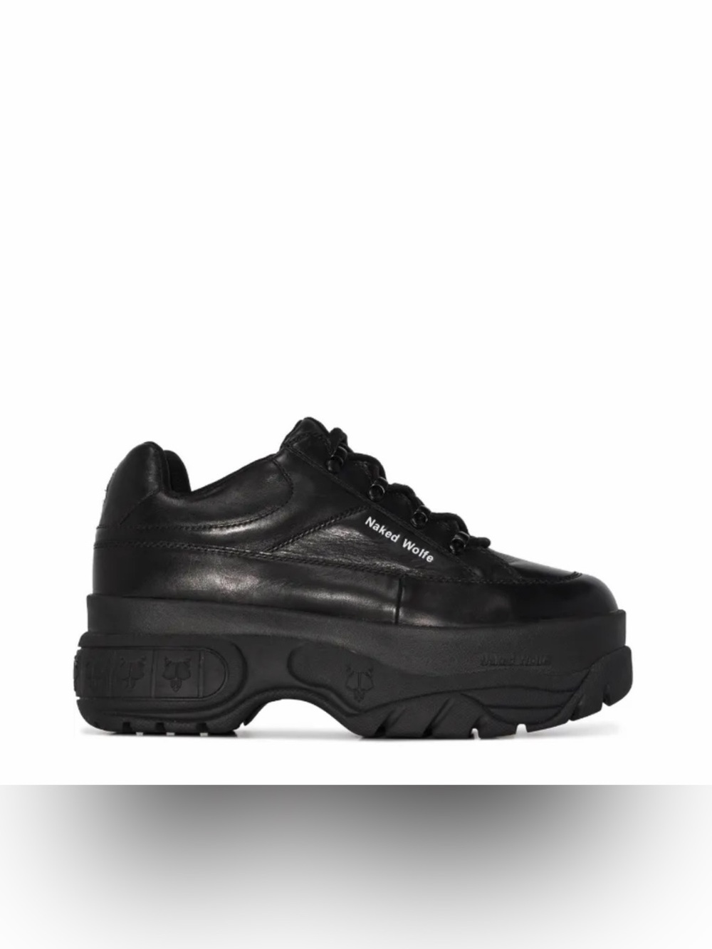Naked Wolfe Black Leather Elevated Platform Sneaker